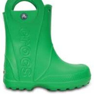 Crocs Jr Boys Girls 3 Green Handle It Classic Rubber Pull-on Rain Boots